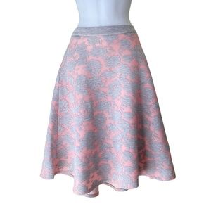 Catherine Malandrino Floral Scuba Skirt Pink Gray